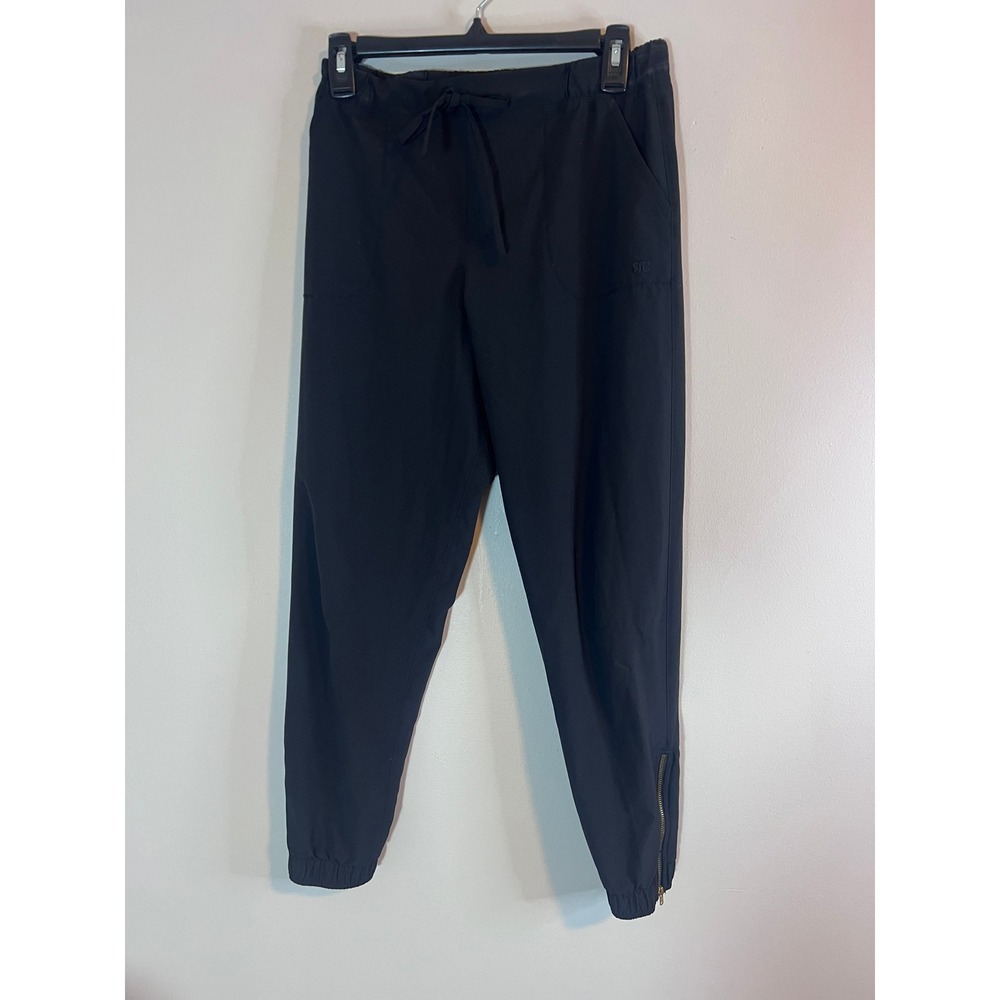 Albion Fit Jetsetter Joggers Black Gold Ankle Zip Tapered Pants Womens Small